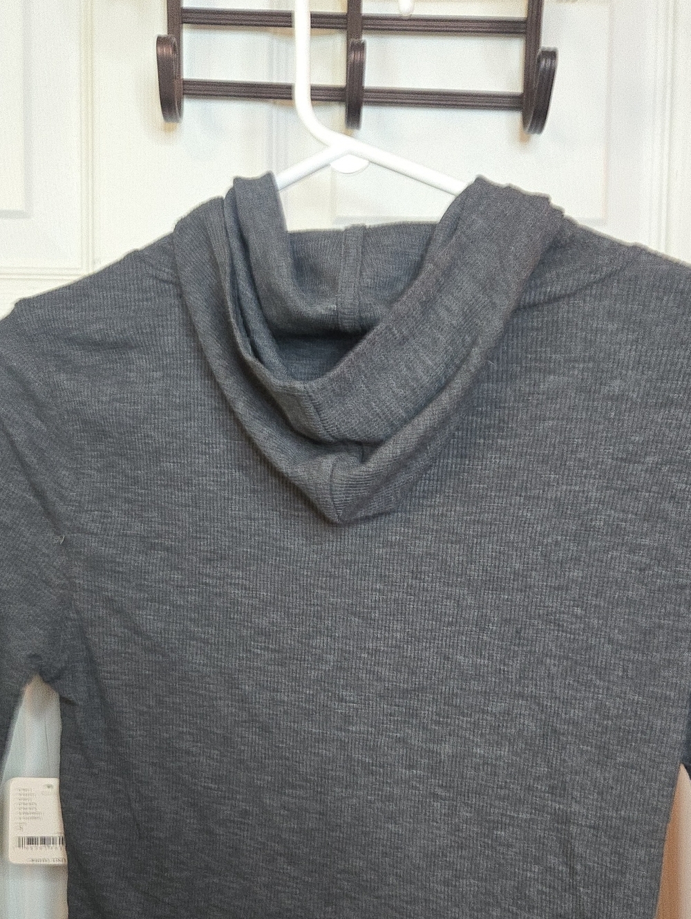 Free People Charcoal Gray Long-Sleeve Hooded Tee - Picture 6 of 6